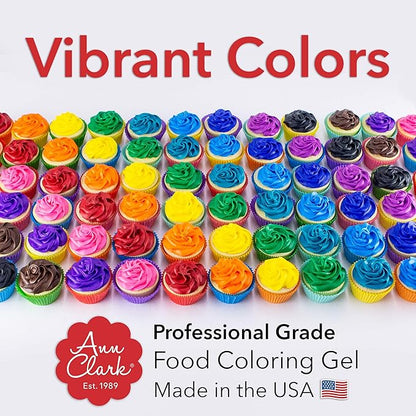 Ann Clark Professional Grade Food Coloring Gel Large 4.5 oz Bottles 12 Color Set Made in USA