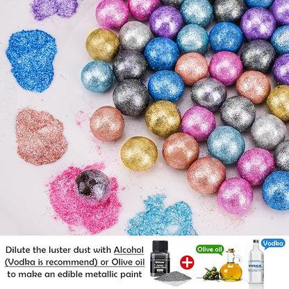 NiHome Edible Food-Grade Glimmer Powder Glitter Luster Dust Metallic Food Decorating Sprinkle Glimmery Dust for Drink Wine Beverage Cake Candy Dessert Bakery Restaurant Vegan (0.18oz/5g, Black)