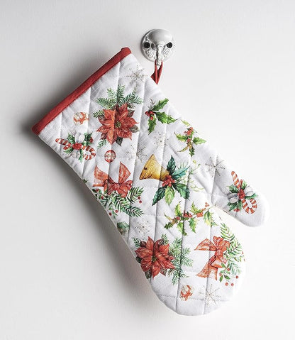 Maison d' Hermine Oven Gloves 100% Cotton Oven Mitt 7" x 13" with Loop Heat Resistant, BBQ, Cooking Gloves, Baking, Grilling, Kitchen, Handling Hot Pans (Pack of 1, Chromo)