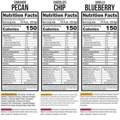 TGB Variety Granola Cereal, Cinnamon, Blueberry & Chocolate Chip, Keto Friendly Snack, No Added Sugar, Gluten Free, 8oz Bags (Pack of 3)