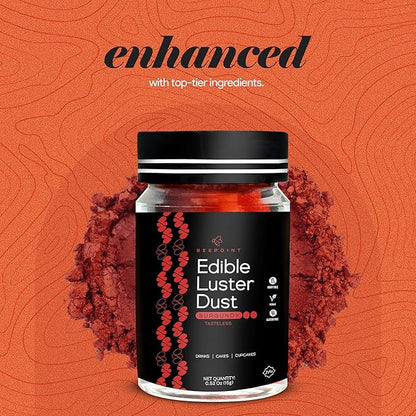 BeePoint Burgundy Edible Luster Dust 15g - Food Grade, Vibrant Color Shimmer Powdered Dust for Drinks, Cocktails, Cake Decorating, Baking, Chocolates, Candy, Sweets, & Cookies - Vegan & Gluten Free