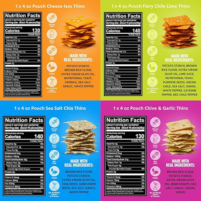 Every Body Eat Snack Thins, Four Flavor Variety Pack, Vegan, Gluten Free and Dairy Free (Pack of 4)