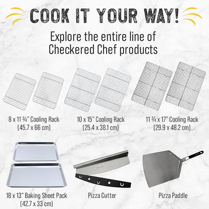 Checkered Chef Cooling Rack for Cooking and Baking - 8” x 11 ¾" Set of 2 Stainless Steel, Oven Safe Grid Wire Cookie Cooling Racks