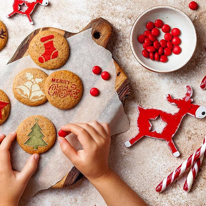 NAKLEO Coffee Stencils and Cookies Decoration 14Pcs 2.8”x2.8” and 4.3”x4.3”, Reusable Plastic Baking Templates, Christmas Winter Holidays, Barista DIY Art Craft, Capuccino Latte Cake Biscuit