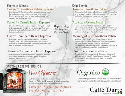 Caffe D'arte Fabriano Wood Roast Reserve Whole Bean Espresso Coffee, 12 Ounce