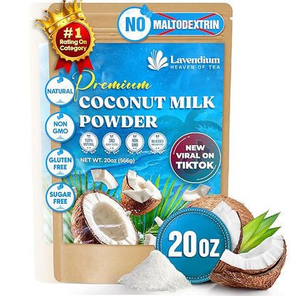20oz (1.25 lbs) Coconut Milk Powder, 100% Natural, Unsweetened, Perfect for Cake, Coffee, Tea, Creamer Alternative, No Additives, No Gluten, Vegetarian