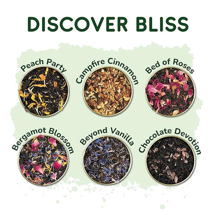 BREWIX, Discover Bliss Premium Assorted Tea Gift Set for Women (6 Premium Teas / 75+ Cup) | Tea Gift Sets For Tea Lover | Tin Caddy Presentation Box | Gifts for Her | Gifts for Women