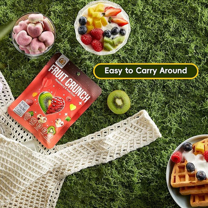 SUNGIVEN Freeze Dried Fruit Crisps Crunch Raspberry & Kiwi 6 Packs Gluten Free Made with Fruit Vegan Healthy Snacks Ready to Eat for Yogurt Dessert