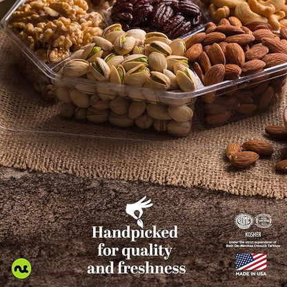 NUT CRAVINGS - Thanksgiving Mixed Nuts Gift Basket in Green Gold Box (7 Assortments, 1 LB) Holiday Xmas Christmas Food Arrangement, Healthy Snack Care Package, Food Assortments