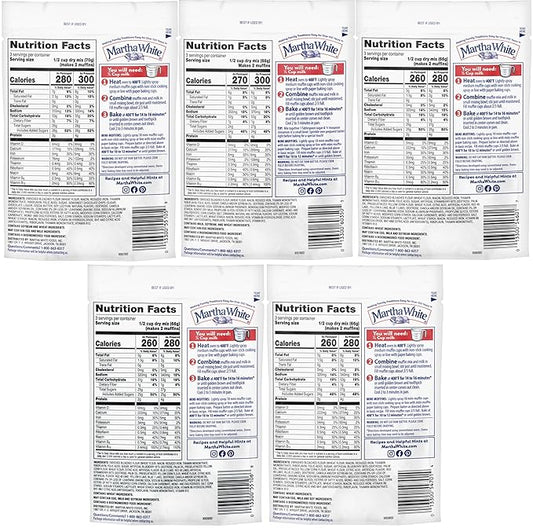 Martha White Muffin Mix Sampler Variety Pack, Pack of 12, Chocolate Chip, Blueberry, Strawberry, Cinnamon Sugar, Wildberry, Just Add Milk