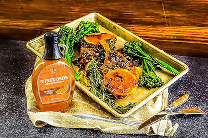 Green Jay Gourmet Satsuma Orange Syrup - 3 Ingredient Premium Breakfast Syrup with Fresh Orange, Cane Sugar & Lemon Juice - All-Natural, Non-GMO Pancake Syrup, Waffle Syrup & Dessert Syrup - 8 Ounces