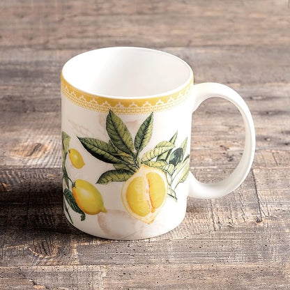 Maison d' Hermine Coffee Mug with Handles Fine Bone China Mugs Pack of One Tea Cups for Hot Beverages Cappuccino Latte Home Restaurant Office Perfect for Gift (Limoncello - Combava, 15 Ounce)