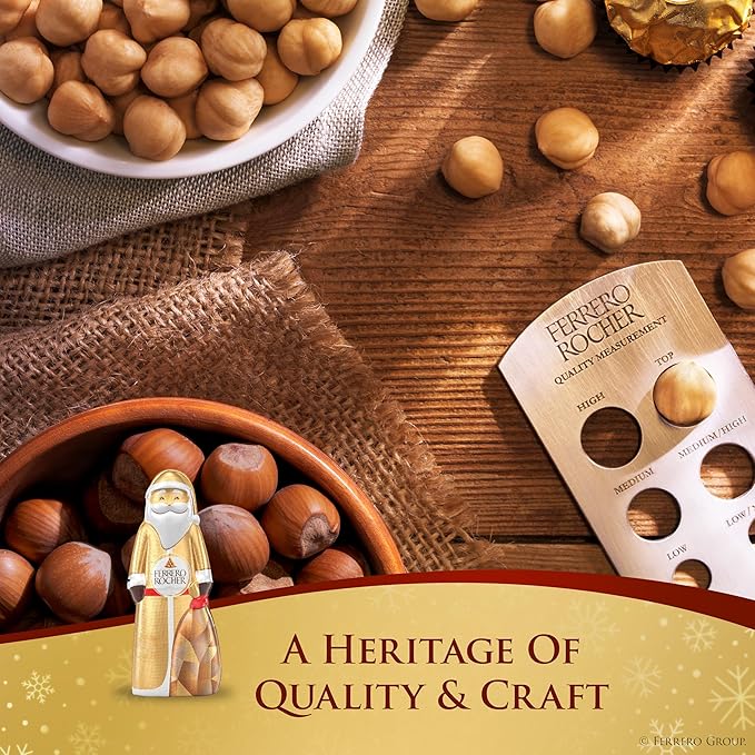 Ferrero Rocher, Milk Chocolate Hazelnut Hollow Santa, Holiday Chocolate Gift, 2.4 oz (Pack of 2)