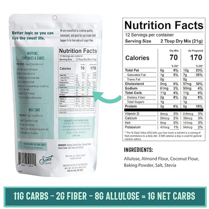 Sweet Logic Keto Baking Mix - Yellow Cake - Gluten-Free - Dairy Free - Diabetic-Friendly - High Protein - Allulose - Stevia - Low Sugar - Low Carb - Quick 20-Minute Prep (1-2G Net Carbs Per Serving)