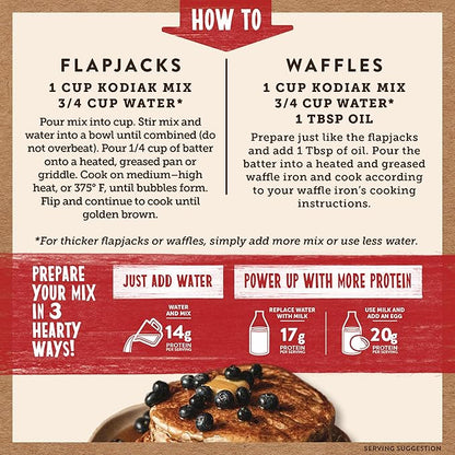 Kodiak Cakes Power Cakes Protein Pancake Mix & Waffle Mix - 100% Whole Grain - Blueberry (Pack of 6)