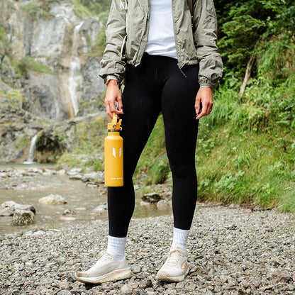 Super Sparrow Insulated Water Bottle - 17 Oz / 25 Oz / 32 Oz - Standard Mouth FlipFlow Flask - BPA Free, Leak Proof Drink Bottle- Ergonomic Straw Water Bottles for Work, Gym, Travel, Sports