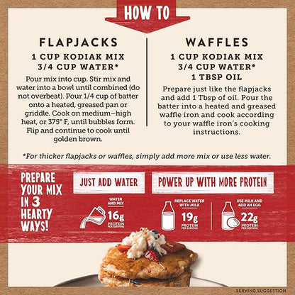 Kodiak Cakes Power Cakes - Protein Pancake Mix & Waffle Mix - 100% Whole Grain- Birthday Cake Flavor (Pack of 6)