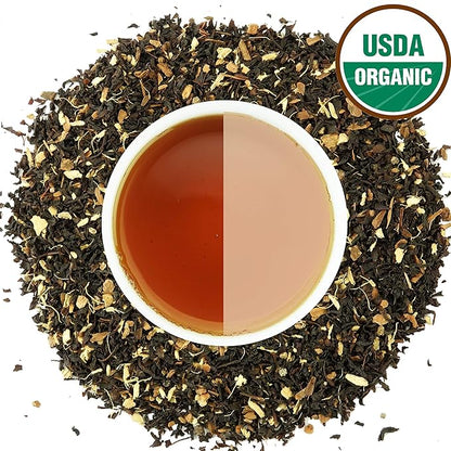 Classic Chai Tea Loose Leaf | CEYLON (110+ Cups) | 100% CERTIFIED ORGANIC Chai Ingredients| Black Tea, Cinnamon, Cardamom, Cloves & Black Pepper | Brews Chai Latte | Ancient Indian House Recipe | 8oz
