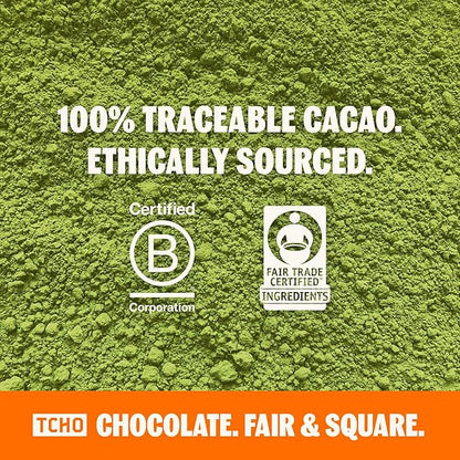 TCHO Perfect Matcha Chocolate Bar 5 Pack - Organic Oat Milk Chocolate with Matcha Shell and Strawberry Filling - Plant-Based Non-GMO Matcha Snacks