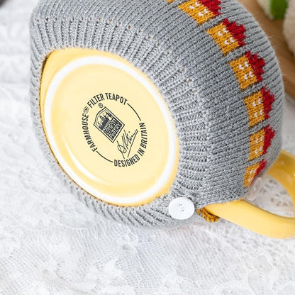 Tea Cozy Suitable for a 600ml,20oz Tea Pot,Teapot Warmer -100% Acrylic Fibers Filling,Two Piece (Grey House)
