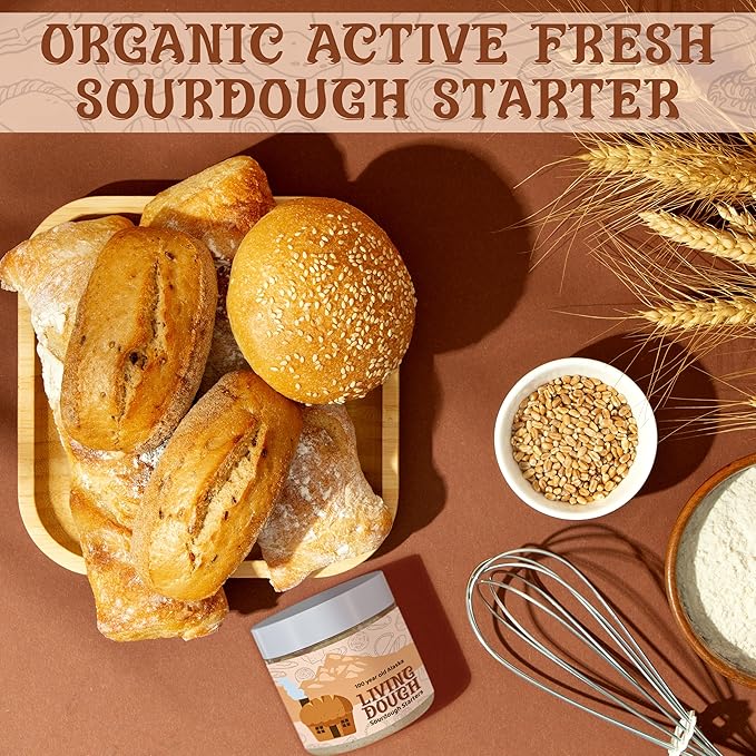Living Dough - Chocolate Whole Wheat Sourdough Starter - Active & Live Cocoa Organic Sourdough Starter for Baking - For Artisanal Bread, Sweet Rolls, Brownies, and More