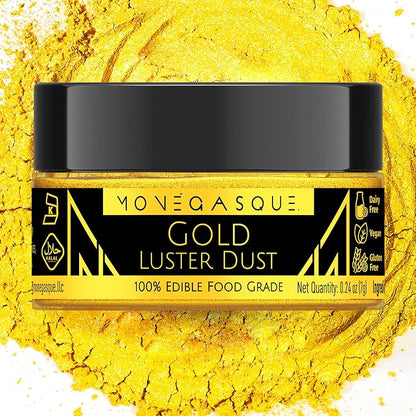 MONÉGASQUE Gold Edible Glitter for Drinks 7g – Edible Glitter for Cakes & Cocktails - Gold Luster Dust for Cocktail, Cake Decorating, Food Decorations Sprinkles Spray - Drink Shimmer Powder