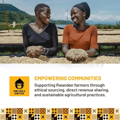 Gorilla's Coffee 100% Arabica - Medium Roast Ground Coffee, Fair Trade, Smooth, Balanced, Aromatic, Spice & Luscious Fruit Notes | Premium Rwandan Coffee | Rich, Flavorful, and Aromatic (500g/17.6oz)