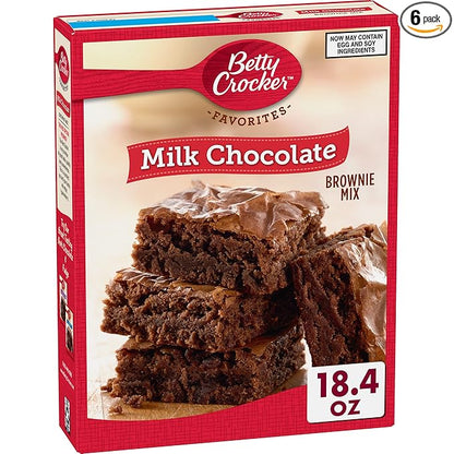 Betty Crocker Milk Chocolate Brownie Mix Family Size, 18.4 oz (Pack of 6)