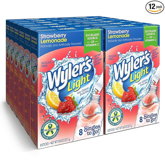 Singles Tо Go Powder Packets, Wаter Drink Mix, Strawberry Lemonade, 96 Singlе Servings (Pack of 12) Strawberry Lemonade