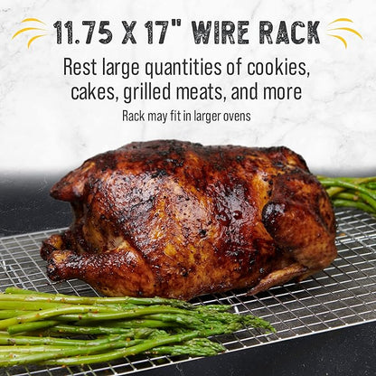 Checkered Chef Cooling Rack for Cooking and Baking - 11 ¾" x 17 Set of 2 Stainless Steel, Oven Safe Grid Wire Cookie Cooling Racks