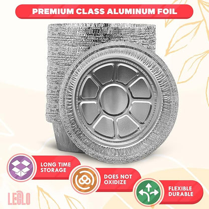 Round Foil Cake Pans – 50 Pack 6-Inch Reusable Aluminum Baking Pans | Stackable, Durable & Grease-Resistant | Great for Tarts, Baking, Cheesecakes, Catering, Meal Prep, Takeout, Freezer & Storage Use