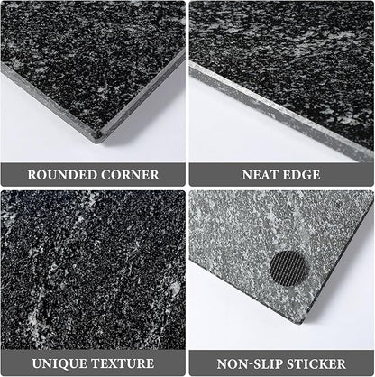 Koville Natural Black Marble Cutting Board for Kitchen Counter, 12" x 8" Real Stone Slab Marble Cheese Board for Home Decor, Granite Pastry Boards Granite Cutting Boards Bathroom Tray Candle Plate