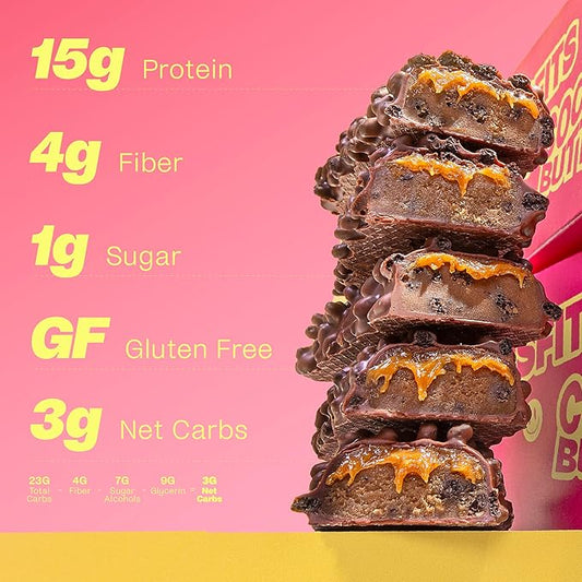 Misfits Vegan Protein Bars, Cookie Butter - Updated Recipe | Plant Based, Low Sugar & Carb, High Fiber Snacks | Pack of 12