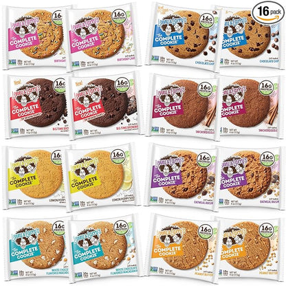 Lenny & Larry's The Complete Cookie, 8 Flavor Variety Pack, Soft Baked, 16g Plant Protein, Vegan, Non-GMO, 4 Ounce Cookie (Pack of 16)
