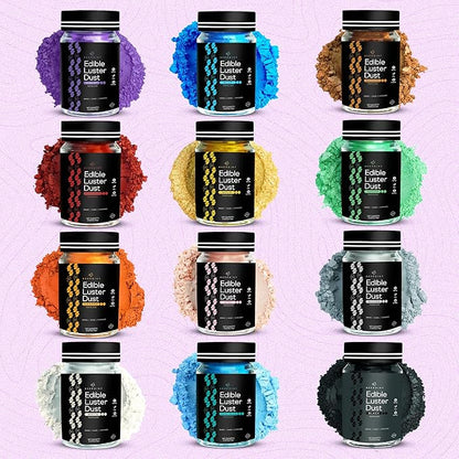 BeePoint Violet Edible Luster Dust 15g - Food Grade, Vibrant Color Shimmer Powdered Dust for Drinks, Cocktails, Cake Decorating, Baking, Chocolates, Candy, Sweets, & Cookies - Vegan & Gluten Free