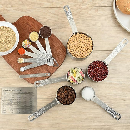 Measuring Cups, Measuring Cups and Spoons Set, Stainless Steel 6 Measuring Spoons Set and 5 Measuring Cup for Kitchen & Baking, Metric & US Mini Metal Teaspoon Measuring Tools Equivalents