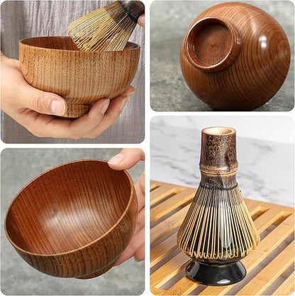 Matcha Whisk Set, 12 Pcs Matcha Set, Jujube Wood Bowl with Bamboo Straws, Storage Box & Gift Bag, Matcha Kit for Tea Ceremony or Matcha Latte