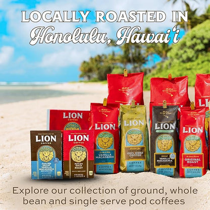 Lion Coffee Toasted Coconut Flavored, Light Roast Whole Bean Coffee, A Taste of Aloha - 24 Ounce Bag