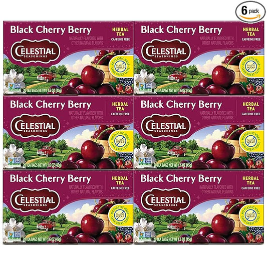 Celestial Seasonings Herbal Tea Bags, Black Cherry Berry, Flavored Tea Bags, 20 Count (Pack of 6)