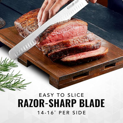 Cutluxe Slicing Carving Knife – 12" Brisket Knife, Meat Cutting and BBQ Knife – Razor Sharp German Steel, Sheath Included, Full Tang, Ergonomic Handle Design – Artisan Series