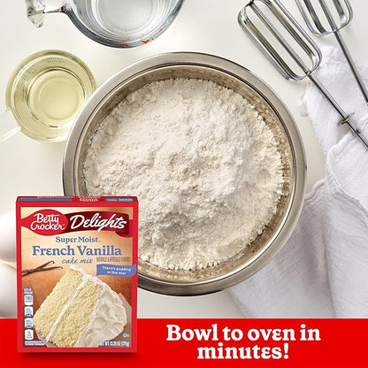 Betty Crocker Delights Super Moist French Vanilla Cake Mix, Holiday Baking, 13.25 oz