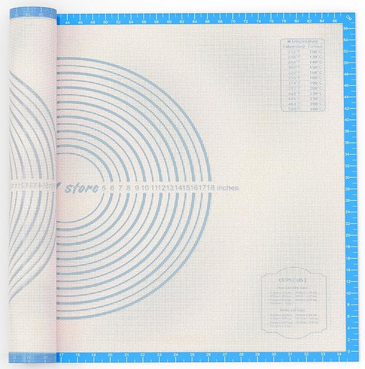28 * 20 inches Blue, Non-Slip Silicone Baking Sheets - Baking Mat with 0.7mm Thickness - Non-Stick Pastry & Cookie Mat for Kitchen Counter for Rolling Out Dough with Measurements.
