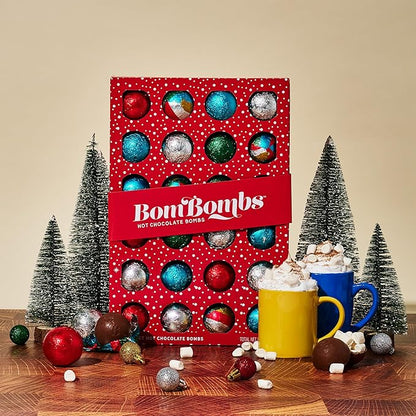 Bombombs, Hot Chocolate Bomb Gift Set, 5 Flavors in Colorful Wrappers; Fudge Brownie, Caramel Candy, S'Mores, Cookies & Cream, & Peppermint, Set of 24
