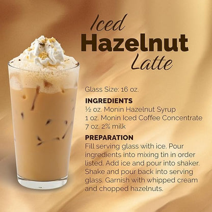 Monin - Hazelnut Syrup, Nutty Taste of Caramelized Hazelnut, Natural Flavors, Great for Mochas, Lattes, Smoothies, Shakes, and Cocktails, Non-GMO, Gluten-Free (750 ml)
