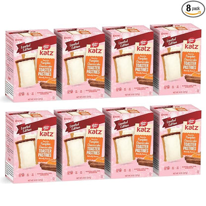 Katz Gluten Free Pumpkin Cheesecake Toaster Pastries. Limited Edition Fall Flavor Breakfast Snack. Free of Dairy, Peanuts, Tree Nuts, and Sesame, No Artificial Color. Kosher (8Pk)