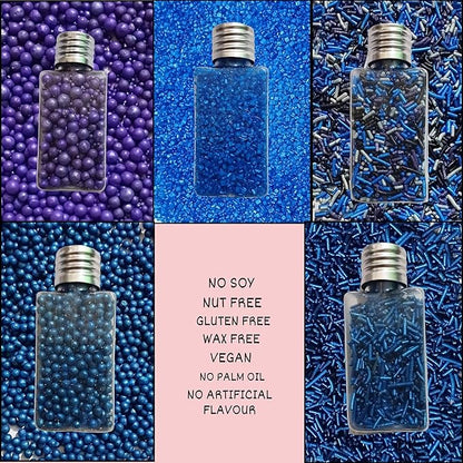 Confect Edible Cake Sprinkles – Decorating Mix | Navy & Blue Purple Pearls, Silver & Black Jimmies, Blue Sparkling Sugar | Sprinkles for Cake, Cupcake & Cookie Decoration - Vegan, Gluten-Free, Nut-Free, Soy-Free, Dairy-Free, Palm Oil-Free-5 Oz