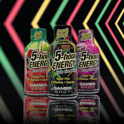 5-Hour Energy Gamer Shots Variety Pack, 30 Count (1.93 fl oz) - Extra Strength Apple Bash, Rocket Raspberry, Pineapple Charge Flavors