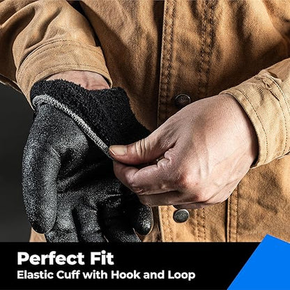 Waterproof Gloves Bulk Pack for Men and Women, 3 Pairs, Freezer Gloves with Grip, Double Nitrile Dipped for Extreme Oil Repellent, for Construction, Mechanics, Mining, Plumbing, Black, Small