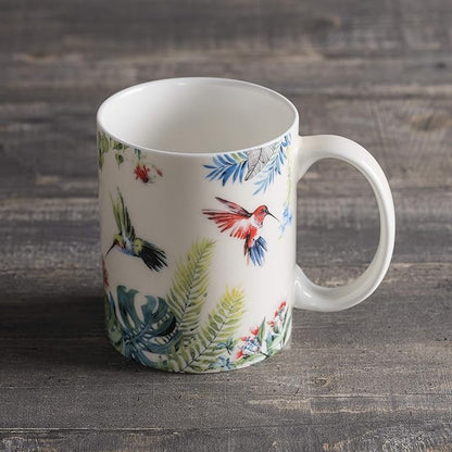 Maison d' Hermine Coffee Mug with Handles Fine Bone China Mugs Pack of One Tea Cups for Hot Beverages Cappuccino Latte Home Restaurant Office Perfect for Gift (Tropiques - Colibris, 15 Ounce)