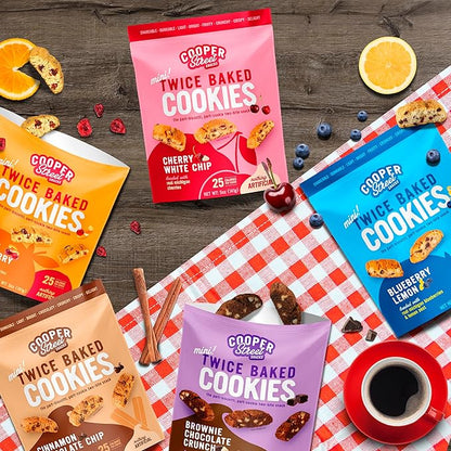 Cooper Street Twice Baked Biscotti Cookies Variety Pack - 5 Pack (5oz Each) - Light and Crispy Coffee Cookies 5 Flavors Assortment - Low-Calorie Snacks for Adults & Kids - Dairy & Peanut Free, Kosher